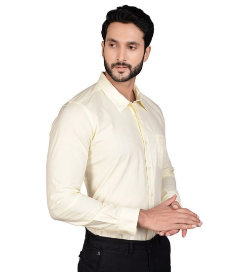 Men's Casual Cotton Full Sleeve Solid Shirt (Lemon)