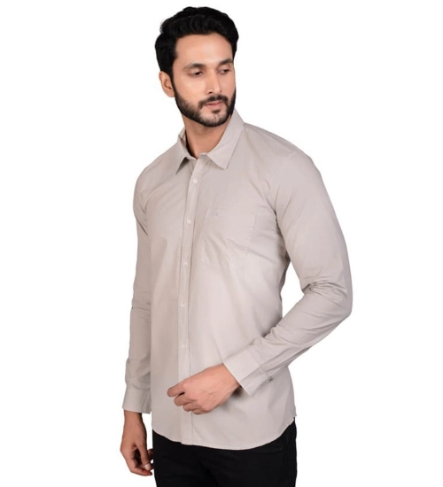 Men's Casual Cotton Full Sleeve Solid Shirt (Grey)