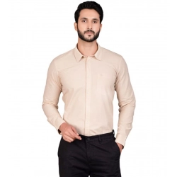 Men's Casual Cotton Full Sleeve Solid Shirt (Beige)