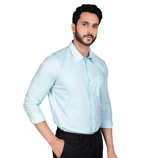 Men's Casual Cotton Full Sleeve Solid Shirt (Turquoise)