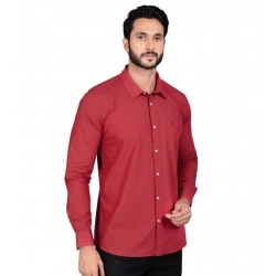 Men's Casual Cotton Full Sleeve Solid Shirt (Red)