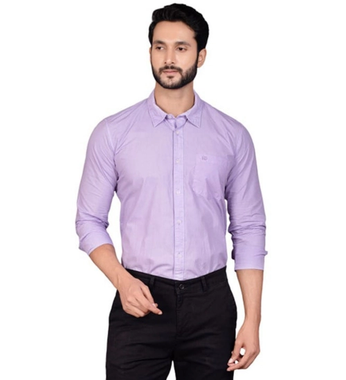 Men's Casual Cotton Full Sleeve Solid Shirt (Purple)
