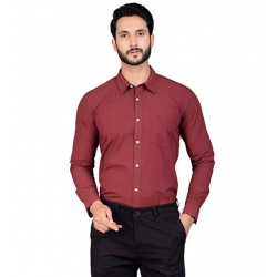 Men's Casual Cotton Full Sleeve Solid Shirt (Maroon)