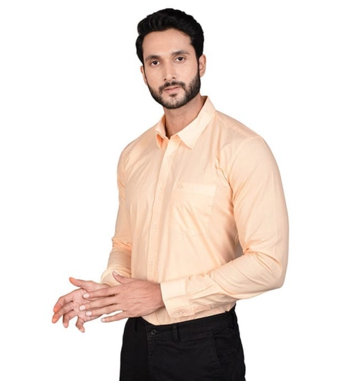 Men's Casual Cotton Full Sleeve Solid Shirt (Peach)