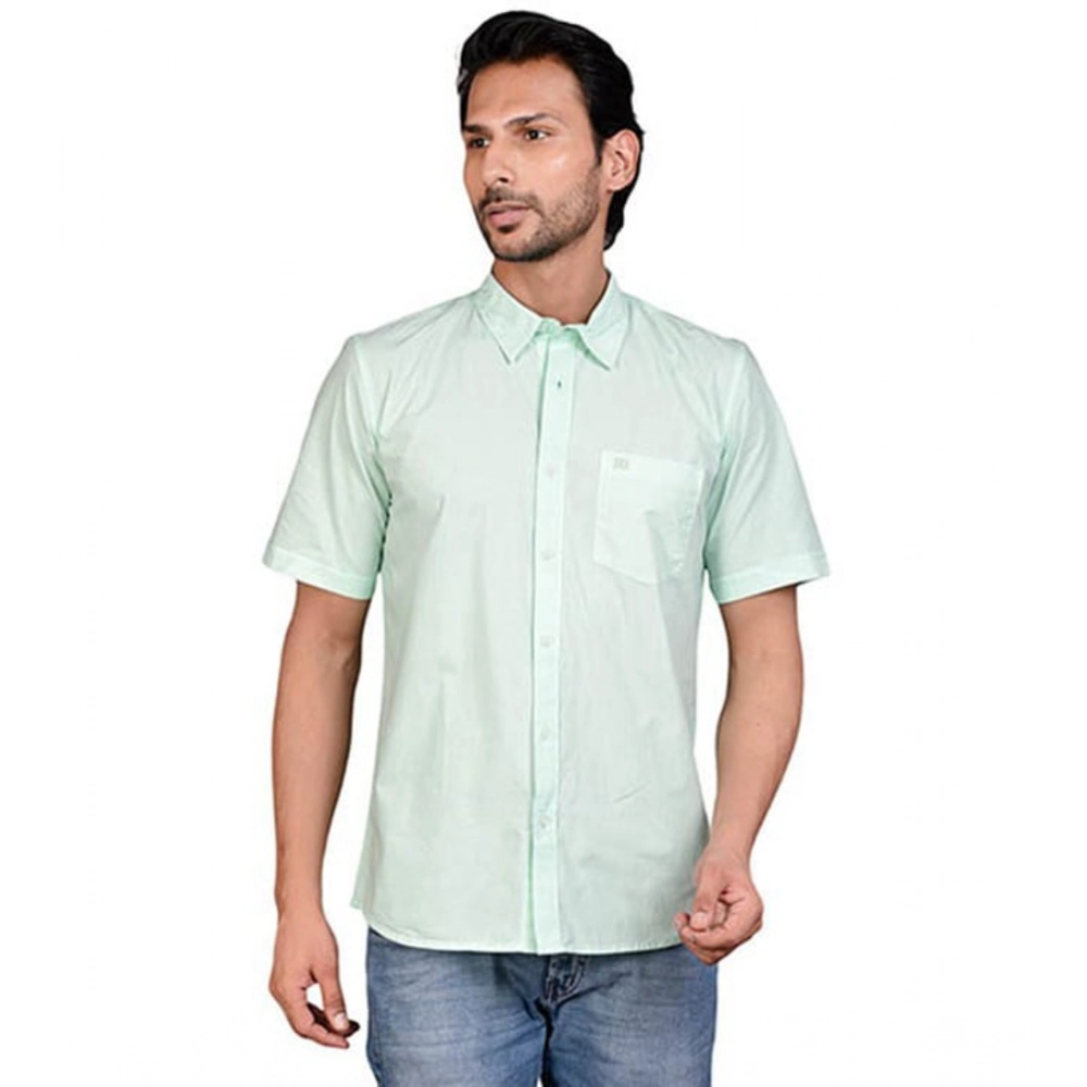 Men's Casual Cotton Half Sleeve Solid Shirt (Sea Green) Men's Casual Cotton Half Sleeve Solid Shirt (Sea Green)