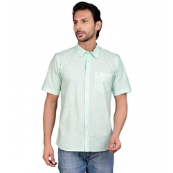 Men's Casual Cotton Half Sleeve Solid Shirt (Sea Green)