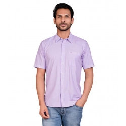 Men's Casual Cotton Half Sleeve Solid Shirt (Purple)