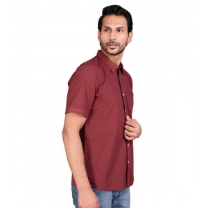 Generic Men's Casual Cotton Half Sleeve Solid Shirt (Maroon)
