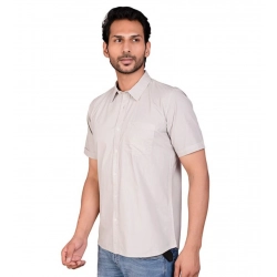 Men's Casual Cotton Half Sleeve Solid Shirt (Grey)