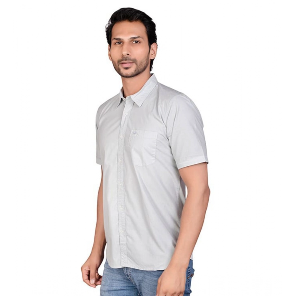 Men's Casual Cotton Half Sleeve Solid Shirt (Grey) Men's Casual Cotton Half Sleeve Solid Shirt (Grey)