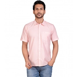 Men's Casual Cotton Half Sleeve Solid Shirt (Peach)