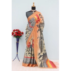 Women's Mysore Silk  Digital Print Saree With Unstitched Blouse 5.5Mtr (Multicolor)