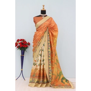 Generic Women's Mysore Silk  Digital Print Saree With Unstitched Blouse 5.5Mtr (Mustard)