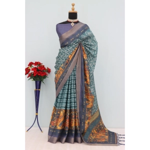 Generic Women's Mysore Silk  Digital Print Saree With Unstitched Blouse 5.5Mtr (Green)