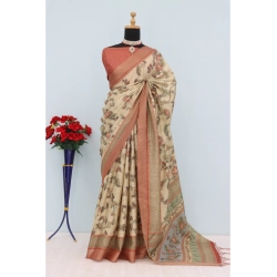 Women's Mysore Silk  Digital Print Saree With Unstitched Blouse 5.5Mtr (Pink)