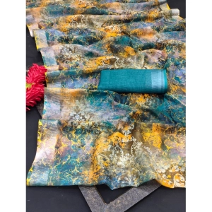 Generic Women's Cotton Linen Woven Design Saree With Unstitched Blouse 5.5Mtr (Multicolor)
