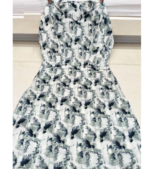 Women's Cotton Blended Printed 3/4th Sleeve V Neck Kurti (Blue)