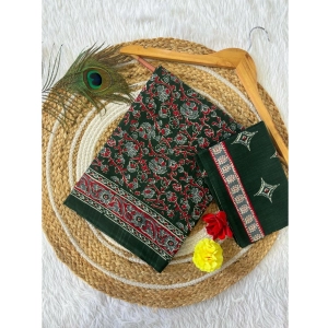 Generic Women's Cotton Printed Saree With Unstitched Blouse 5.5Mtr (Green)