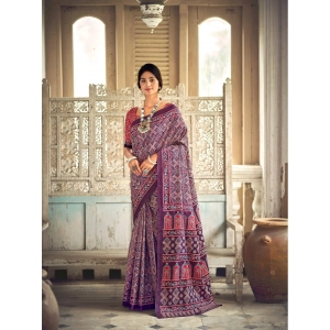 Generic Women's Cotton Printed Saree With Unstitched Blouse 5.5Mtr (Purple)