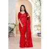 Women's Vichitra Silk Striped Saree With Unstitched Blouse 5.5Mtr (Red) Women's Vichitra Silk Striped Saree With Unstitched Blouse 5.5Mtr (Red)