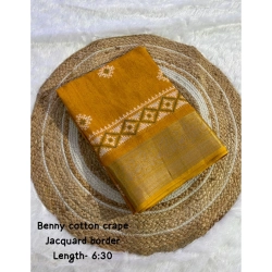 Women's Benny Crape Printed Saree With Unstitched Blouse 5.5Mtr (Mustard)