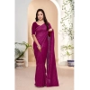 Women's Vichitra Silk Striped Saree With Unstitched Blouse 5.5Mtr (Purple) Women's Vichitra Silk Striped Saree With Unstitched Blouse 5.5Mtr (Purple)
