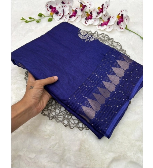 Women's Benny Crape Printed Saree With Unstitched Blouse 5.5Mtr (Blue)