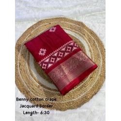 Women's Benny Crape Printed Saree With Unstitched Blouse 5.5Mtr (Red)