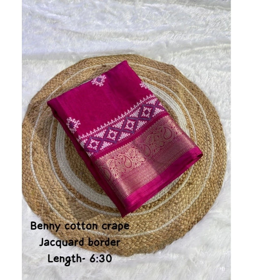 Women's Benny Crape Printed Saree With Unstitched Blouse 5.5Mtr (Wine)