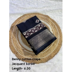 Women's Benny Crape Printed Saree With Unstitched Blouse 5.5Mtr (Navy Blue)