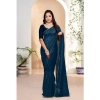 Women's Vichitra Silk Striped Saree With Unstitched Blouse 5.5Mtr (Blue) Women's Vichitra Silk Striped Saree With Unstitched Blouse 5.5Mtr (Blue)