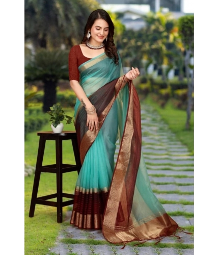 Women's Khadi Cotton Solid Saree With Unstitched Blouse 5.5Mtr (Sky Blue) Women's Khadi Cotton Solid Saree With Unstitched Blouse 5.5Mtr (Sky Blue)