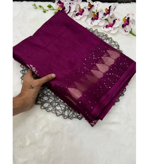 Women's Benny Crape Printed Saree With Unstitched Blouse 5.5Mtr (Wine)