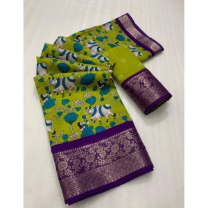 Generic Women's Dola Silk Printed Saree With Unstitched Blouse 5.5Mtr (Green)