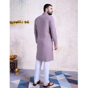 Generic Men's Rayon Mirror Embroidery Mandarin Collar Kurta (Purple)