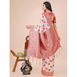 Generic Women's Linen Cotton Printed Saree With Unstitched Blouse 5.5Mtr (Maroon)