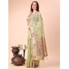 Women's Linen Cotton Printed Saree With Unstitched Blouse 5.5Mtr (Light Green) Women's Linen Cotton Printed Saree With Unstitched Blouse 5.5Mtr (Light Green)