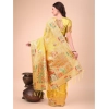 Women's Linen Cotton Printed Saree With Unstitched Blouse 5.5Mtr (Yellow) Women's Linen Cotton Printed Saree With Unstitched Blouse 5.5Mtr (Yellow)