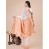 Women's Linen Cotton Printed Saree With Unstitched Blouse 5.5Mtr (White) Women's Linen Cotton Printed Saree With Unstitched Blouse 5.5Mtr (White)