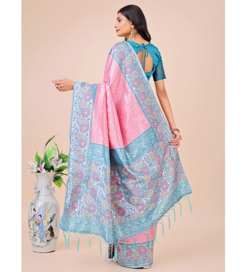 Women's Lichi Silk Printed Saree With Unstitched Blouse 5.5Mtr (Pink) Women's Lichi Silk Printed Saree With Unstitched Blouse 5.5Mtr (Pink)