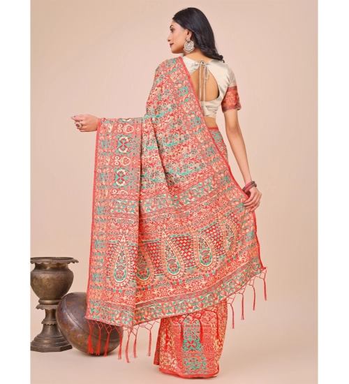 Women's Cotton Printed Saree With Unstitched Blouse 5.5Mtr (Cream)