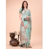 Women's Linen Cotton Printed Saree With Unstitched Blouse 5.5Mtr (Sky Blue) Women's Linen Cotton Printed Saree With Unstitched Blouse 5.5Mtr (Sky Blue)