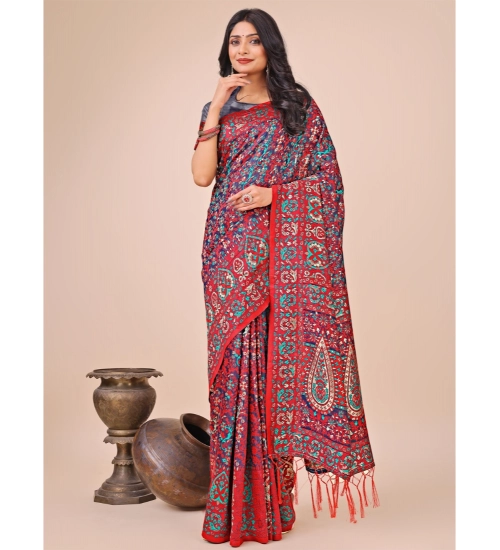 Women's Cotton Printed Saree With Unstitched Blouse 5.5Mtr (Pink)