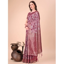 Women's Cotton Printed Saree With Unstitched Blouse 5.5Mtr (Magenta)