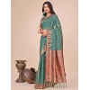 Women's Linen Cotton Printed Saree With Unstitched Blouse 5.5Mtr (Green) Women's Linen Cotton Printed Saree With Unstitched Blouse 5.5Mtr (Green)
