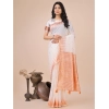 Women's Linen Cotton Printed Saree With Unstitched Blouse 5.5Mtr (White) Women's Linen Cotton Printed Saree With Unstitched Blouse 5.5Mtr (White)