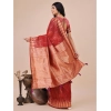 Women's Linen Cotton Printed Saree With Unstitched Blouse 5.5Mtr (Red) Women's Linen Cotton Printed Saree With Unstitched Blouse 5.5Mtr (Red)