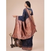 Women's Linen Cotton Printed Saree With Unstitched Blouse 5.5Mtr (Navy Blue) Women's Linen Cotton Printed Saree With Unstitched Blouse 5.5Mtr (Navy Blue)