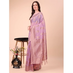 Women's Cotton Printed Saree With Unstitched Blouse 5.5Mtr (Light Pink)