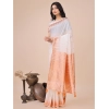 Women's Linen Cotton Printed Saree With Unstitched Blouse 5.5Mtr (White) Women's Linen Cotton Printed Saree With Unstitched Blouse 5.5Mtr (White)